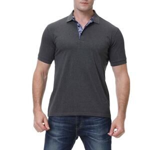 JACHS NEW YORK Polo Shirt Men XL Grey Heathered Short Sleeve Viscose